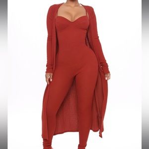 Fashion Nova all inclusive jumpsuit, set -Rust